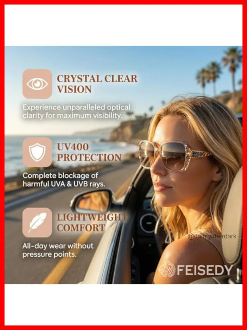 Women's Polarized Square Sunglasses Sparkling Composite Frame